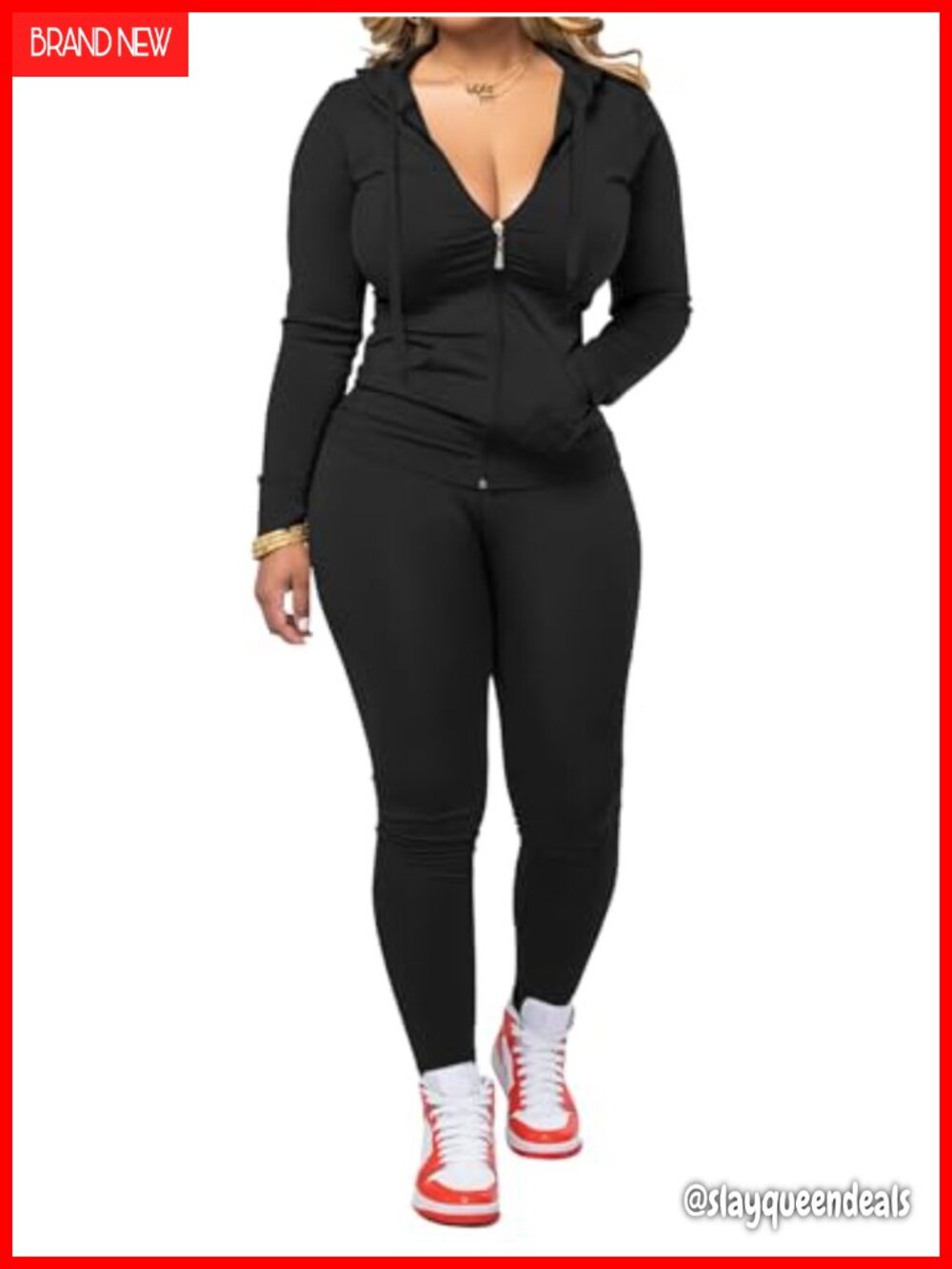 Women 2 Piece Workout Set Zip Hoodie Jogger Pants Polyester Elastane Activewear